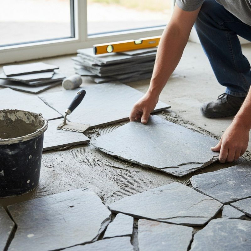 Slate Tile Floor Installation detail