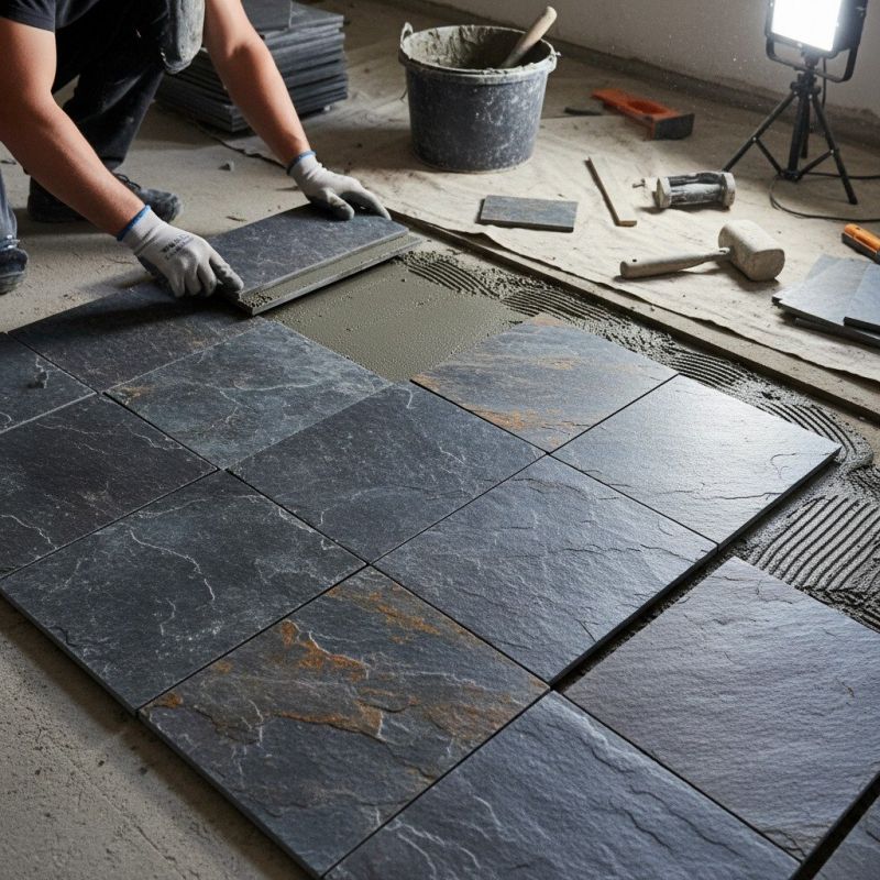 Slate Tile Floor Repair detail