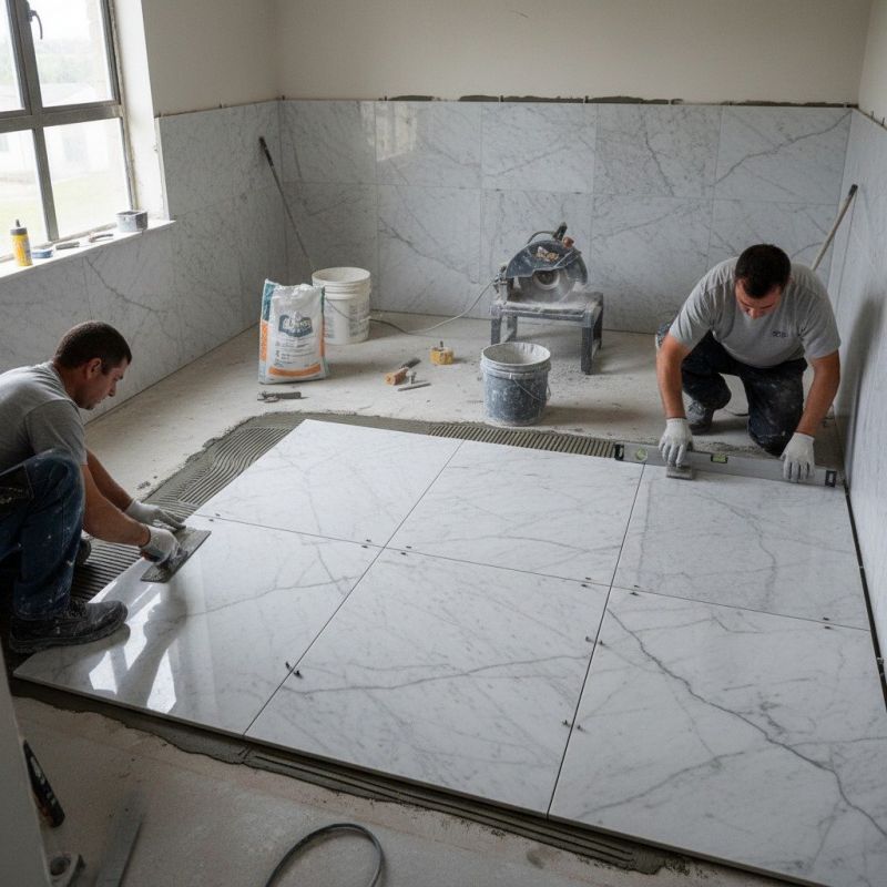 Travertine Floor Installation detail